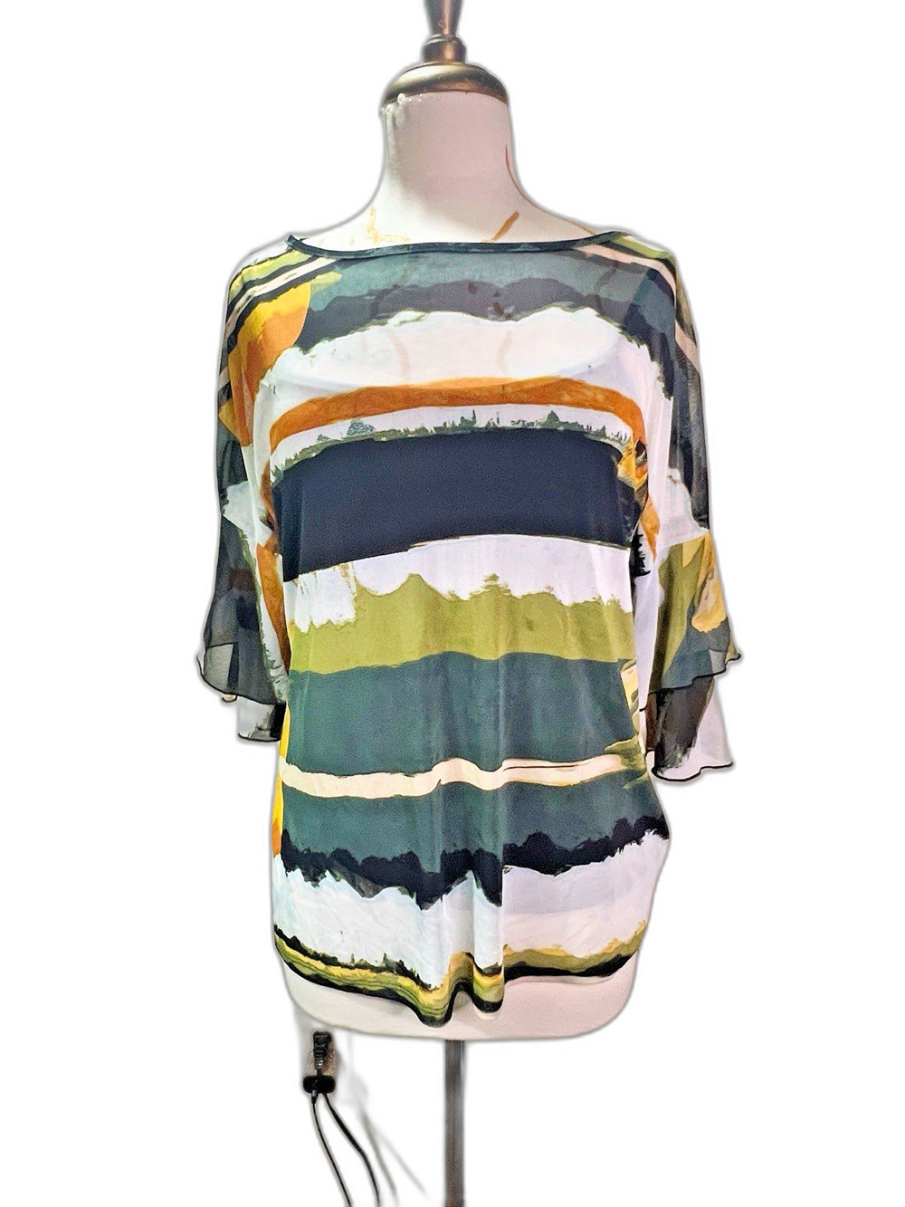 Zac & Rachel Blouse Size S Women's 2 Piece Sheer Striped Quiet Luxury Top